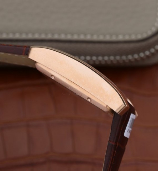 Replica Cartier Tank MC RG White Textured Dial Brown Leather Strap