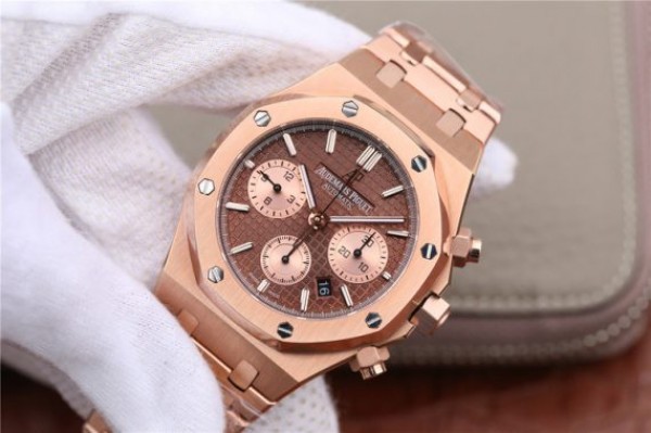 Replica Audemars Piguet Royal Oak Chronograph RG JHF Brown/RG Dial RG Bracelet A7750