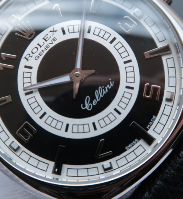 Replica Rolex Cellini Danaos 4243 SS Black/White Dial Black Leather Strap A2824