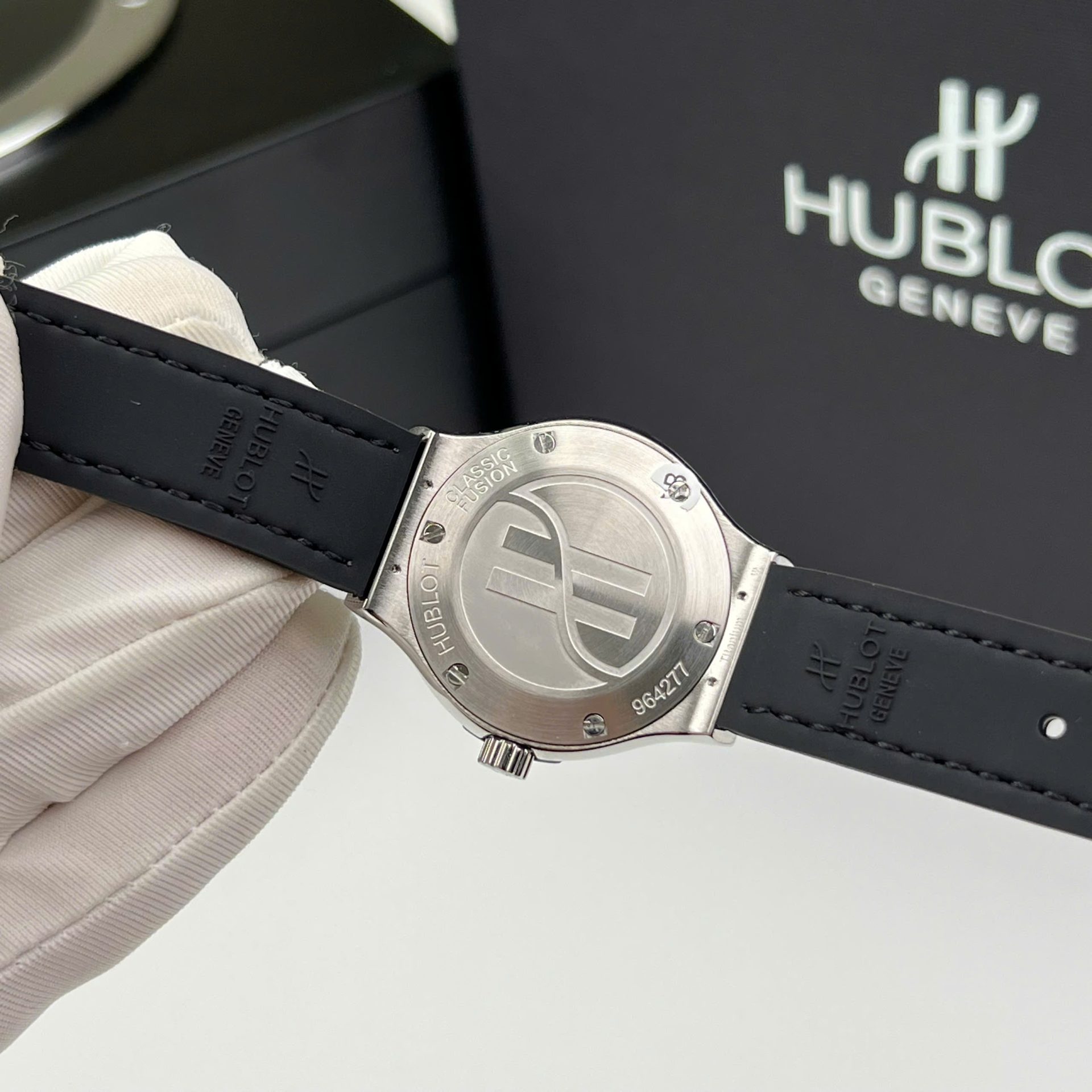 Hublot Classic Fusion Titanium Replica Wacth Black Custom Moissanite Diamonds 33mm