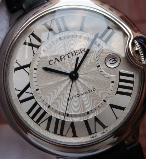 Replica Cartier JF Ballon Bleu 42mm White Textured Dial Black Leather Strap MIYOTA9015