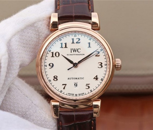 Replica IWC TW Da Vinci RG IW3566 White Dial Black Leather Strap A2892