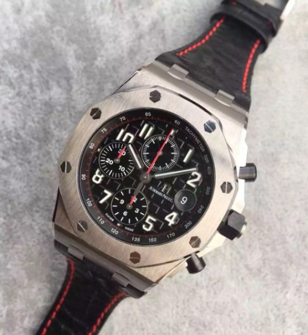 Replica Audemars Piguet JF Royal Oak Offshore Black Theme Black Leather Strap A3126