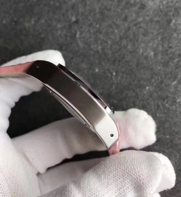 Replica Cartier Santos 100 33mm SS White Dial Pink Leather Strap SEIKO NH05A
