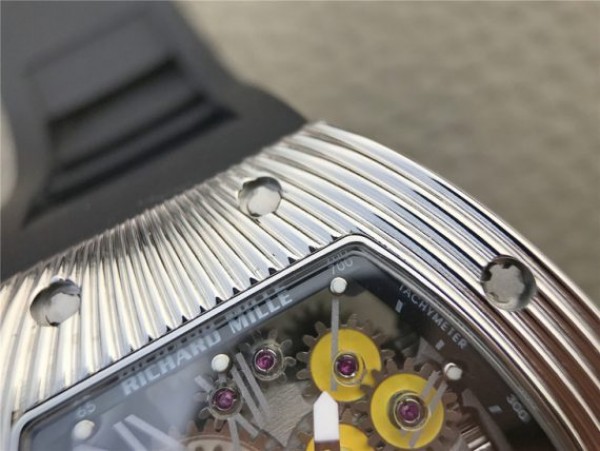 Replica Richard Mille RM018 Hommage a Boucheron SS Yellow Skeleton Dial Black Rubber Strap 6T51