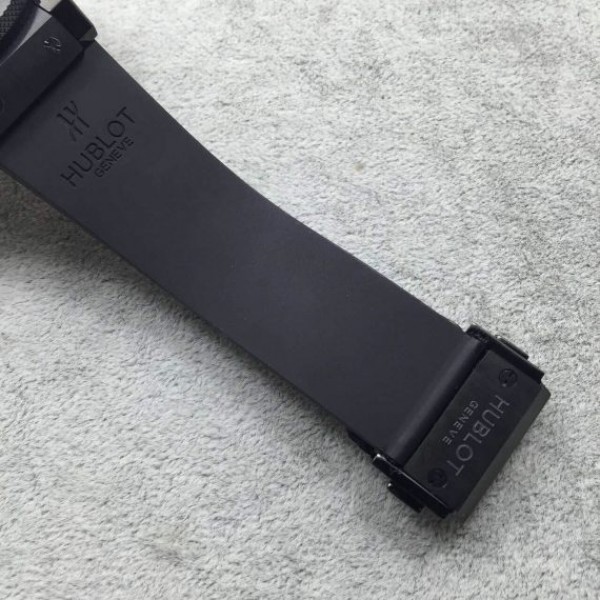 Replica Hublot Big Bang Tourbillon Ceramic Case Black Dial Rubber Strap