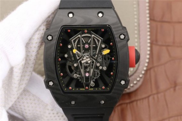 Replica Richard Mille RM027-03 Full Black Carbon Skeleton Dial Black Rubber Strap 6T51