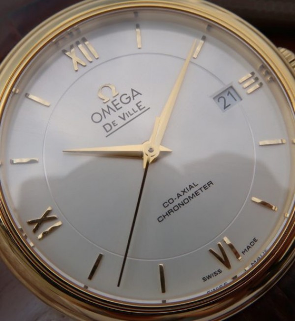 Replica Omega MKF De Ville 37mm YG White Dial YG Markers Leather Strap A2892