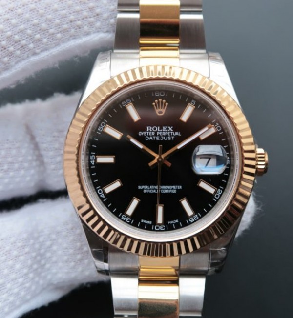 Replica Rolex DateJust II 41mm SS/YG Black Dial Lumed Marker SS/YG Bracelet A3136