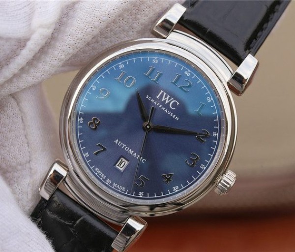 Replica IWC TW Da Vinci IW3566 Blue Dial Black Leather Strap A2892