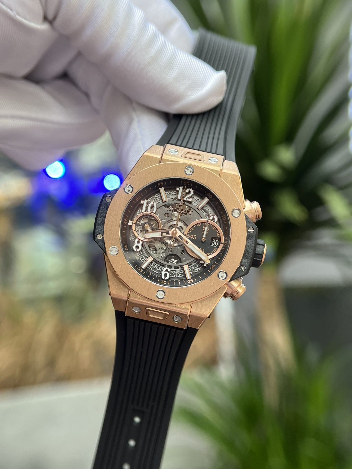 Hublot Replica Watch Big Bang Unico King Gold Rubber Strap BBF Factory 42mm
