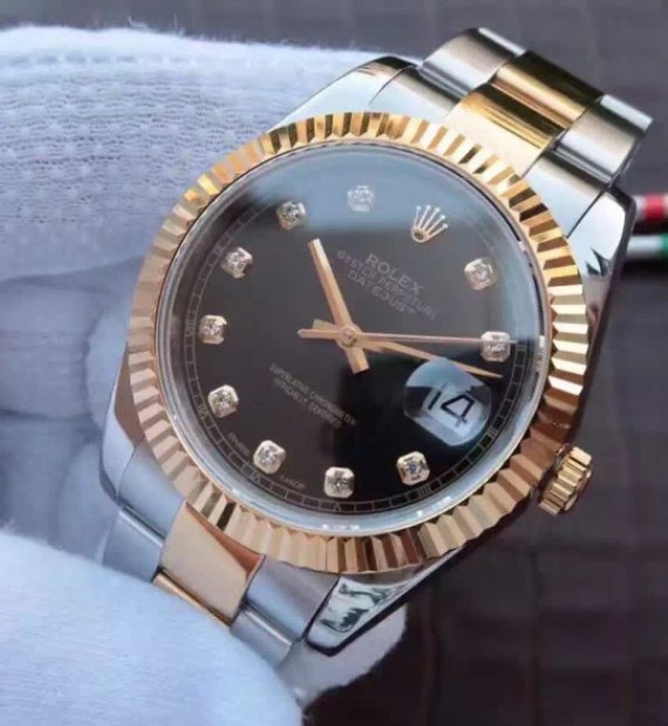 Replica Rolex Noob DateJust 126333 YG Wrapped Black Dial