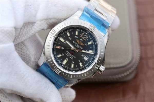 Replica Breitling Colt Automatic 44mm SS GF Black Textured Dial SS Bracelet A2824