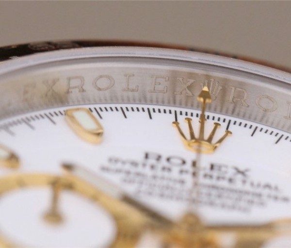 Replica Rolex Daytona 116523 Thick YG Wrapped White Dial Bracelet A7750