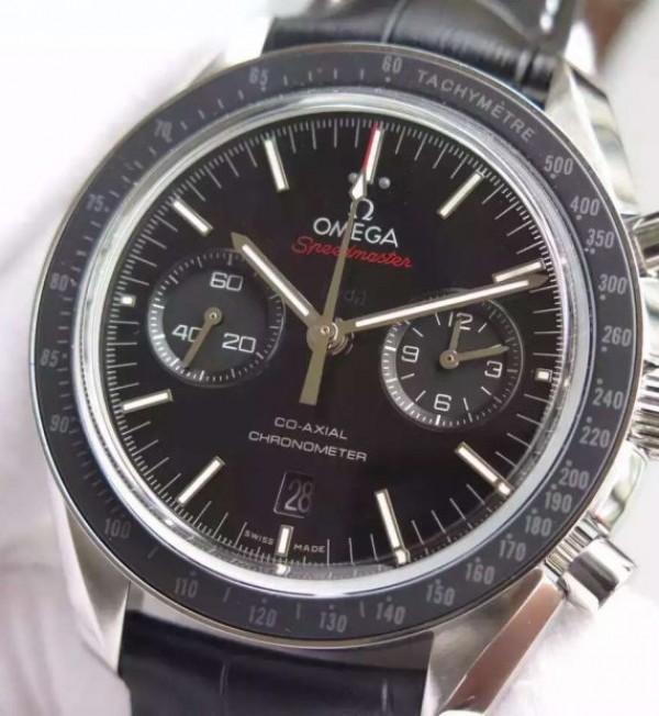 Replica Omega Speedmaster Moonwatch Chrono Dark Side Of The Moon Leather A9300