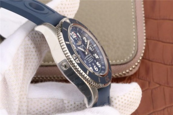 Replica Breitling SuperOcean  II 44mm GF Blue Dial Blue Rubber Strap A2824