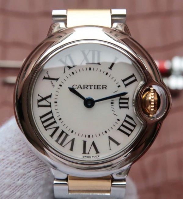 Replica Cartier Ballon Bleu Ladies 28mm SS White Dial SS/YG Bracelet Ronda Quartz