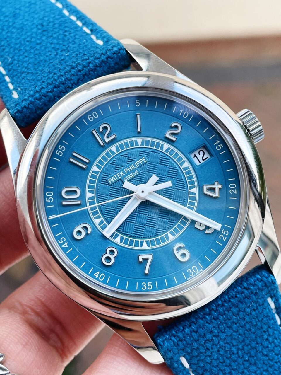 Replica PATEK PHILIPPE Calatrava 6007A-001 SS ZF 1:1 Best Edition Blue Dial on Blue Leather Strap A324CS