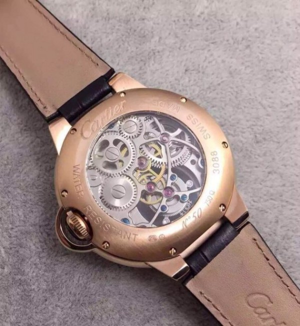 Replica Cartier Ballon Bleu Skeleton Tourbillon RG White Dial