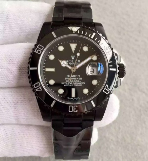 Replica Rolex Blaken Submariner 116610 PVD Black Dial PVD Bracelet A2836