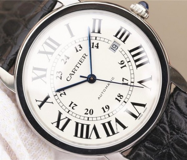 Replica Cartier ZF Ronde de Cartier 42mm White Dial Leather Strap MIYOTA 9015
