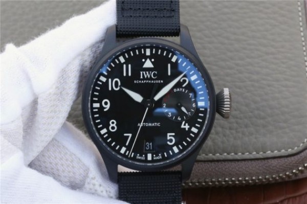 Replica IWC Big Pilot Real PR IW502001 Real Ceramic ZF V2 Black Calfskin Strap A51111