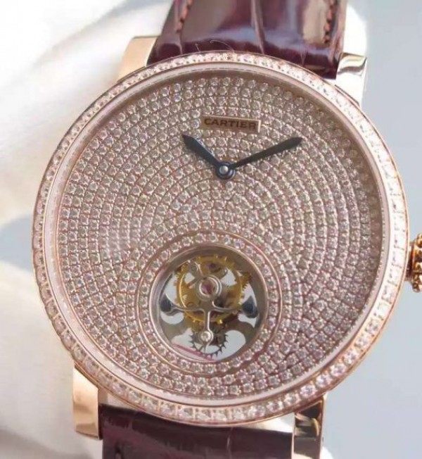 Replica Cartier Rotonde De Cartier Tourbillon RG Full Diamonds