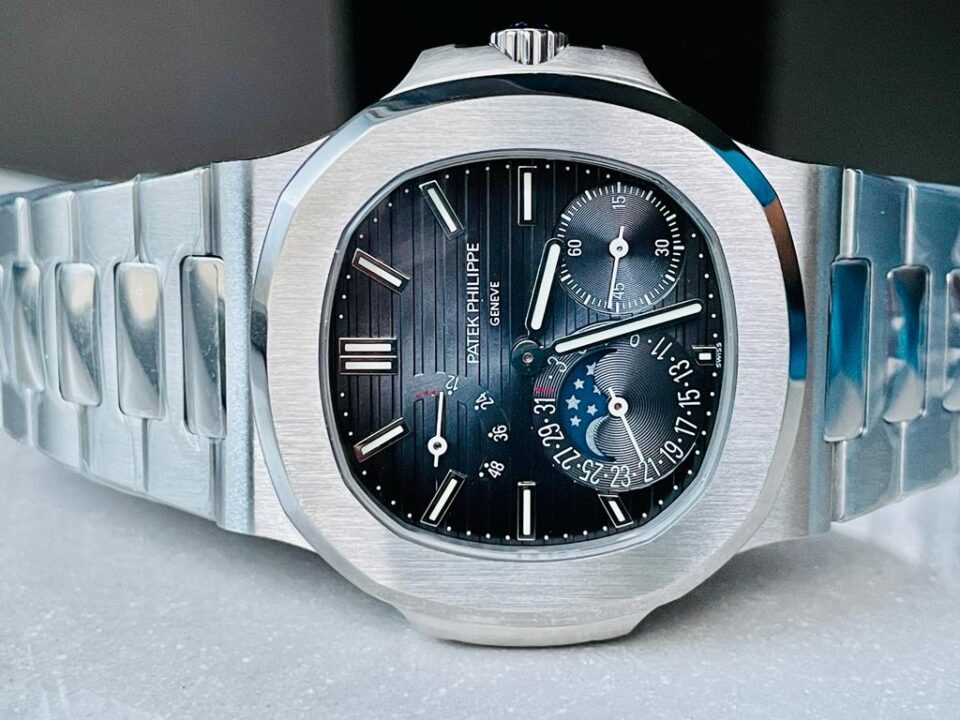 Replica PATEK PHILIPPE Nautilus 5712 SS PPF 1:1 Best Edition Blue Dial on SS Bracelet A240 V2