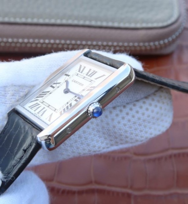 Replica Cartier Tank Solo SS White Dial Black Leather Strap Ronda Quartz