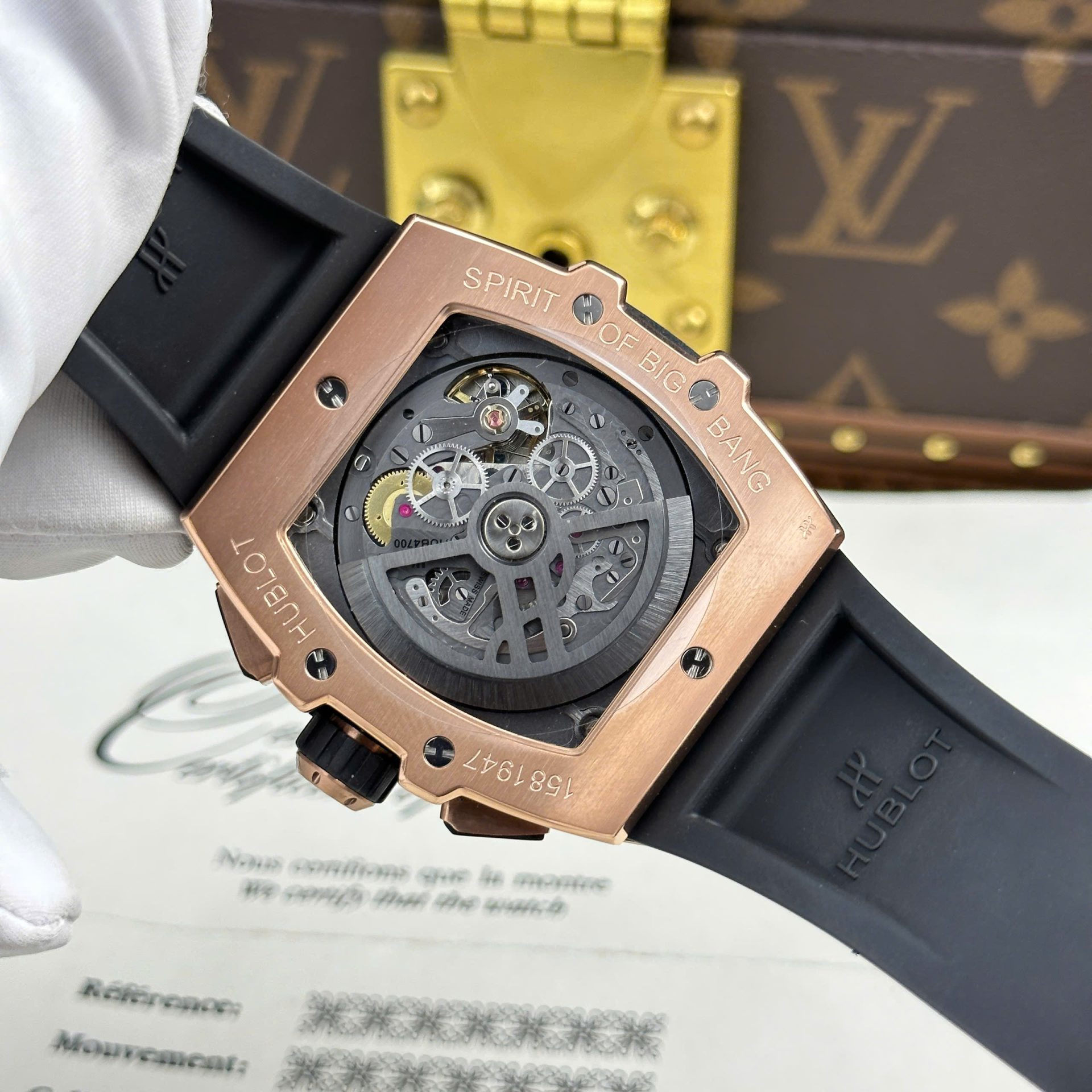 Hublot Spirit Of Big Bang King Gold Replica Watch Bezel Black Ceramic BBF Factory 42mm