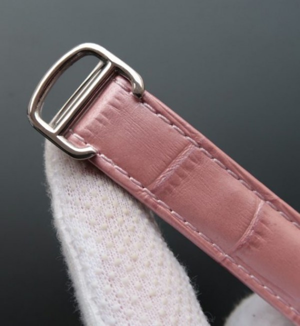 Replica Cartier Ballon Bleu 36mm White Textured Dial Pink Leather Strap