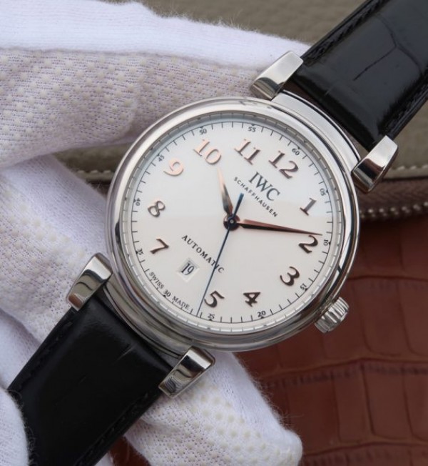 Replica IWC TW Da Vinci IW356601 White Dial Black Leather Strap A2892