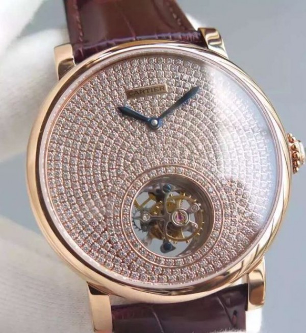 Replica Cartier Rotonde De Cartier Tourbillon RG Diamonds Dial