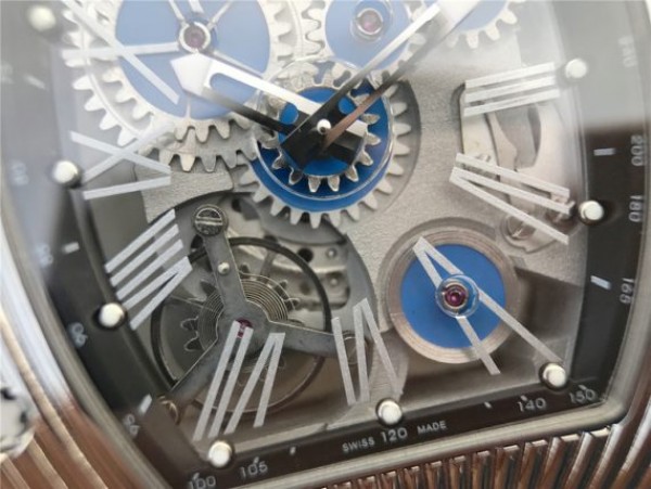 Replica Richard Mille RM018 Hommage a Boucheron SS Yellow Skeleton Dial Blue Rubber Strap 6T51