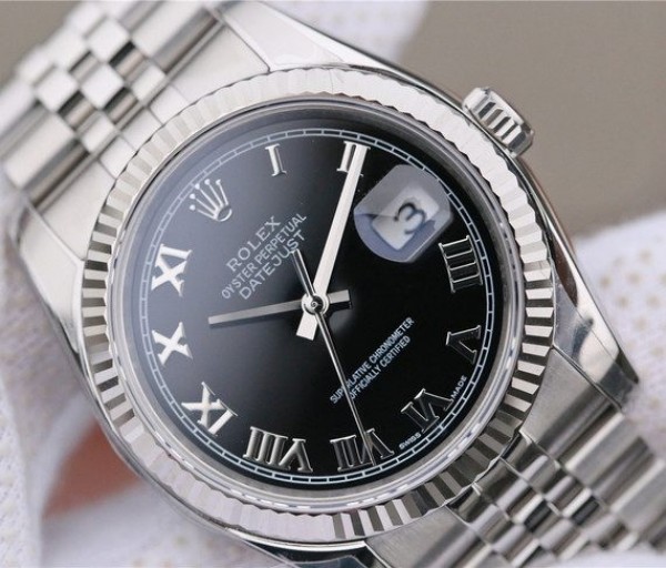 Replica Rolex DateJust 36mm SS 116234 ARF Black Dial Roman Markers 904L SS Bracelet SA3135
