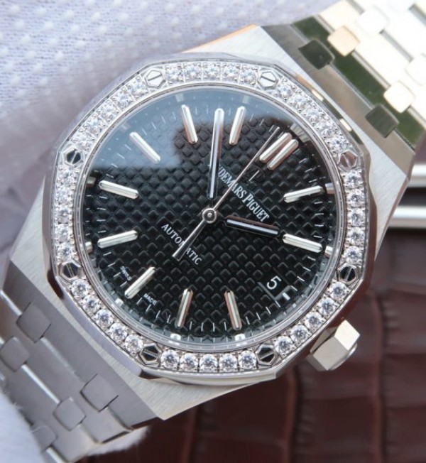 Replica Audemars Piguet JF Royal Oak 41mm 15400 Diamonds Bezel Black Dial Bracelet A3120