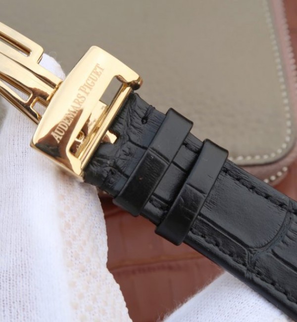 Replica Audemars Piguet JF Royal Oak 41mm 26574 YG Black Dial Leather Strap A5134