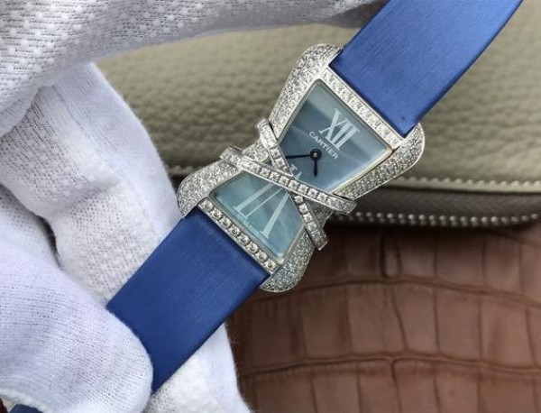 Replica Cartier High Jewelry Watches WJ306014 Blue Dial Blue Fabric Strap