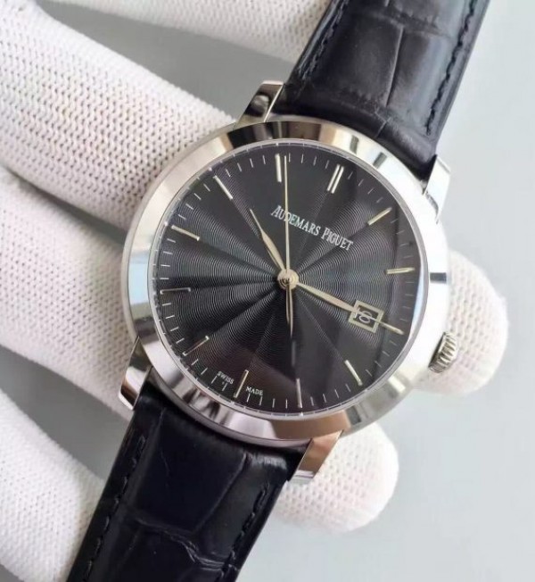 Replica Audemars Piguet Jules Audemars 15170 SS Black Dial Leather Strap A3120