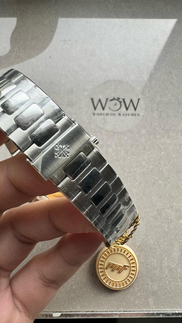 Replica PATEK PHILIPPE PPF Nautilus Chronograph Travel 5990 SS Grey Dial Stick on SS Bracelet A28-520