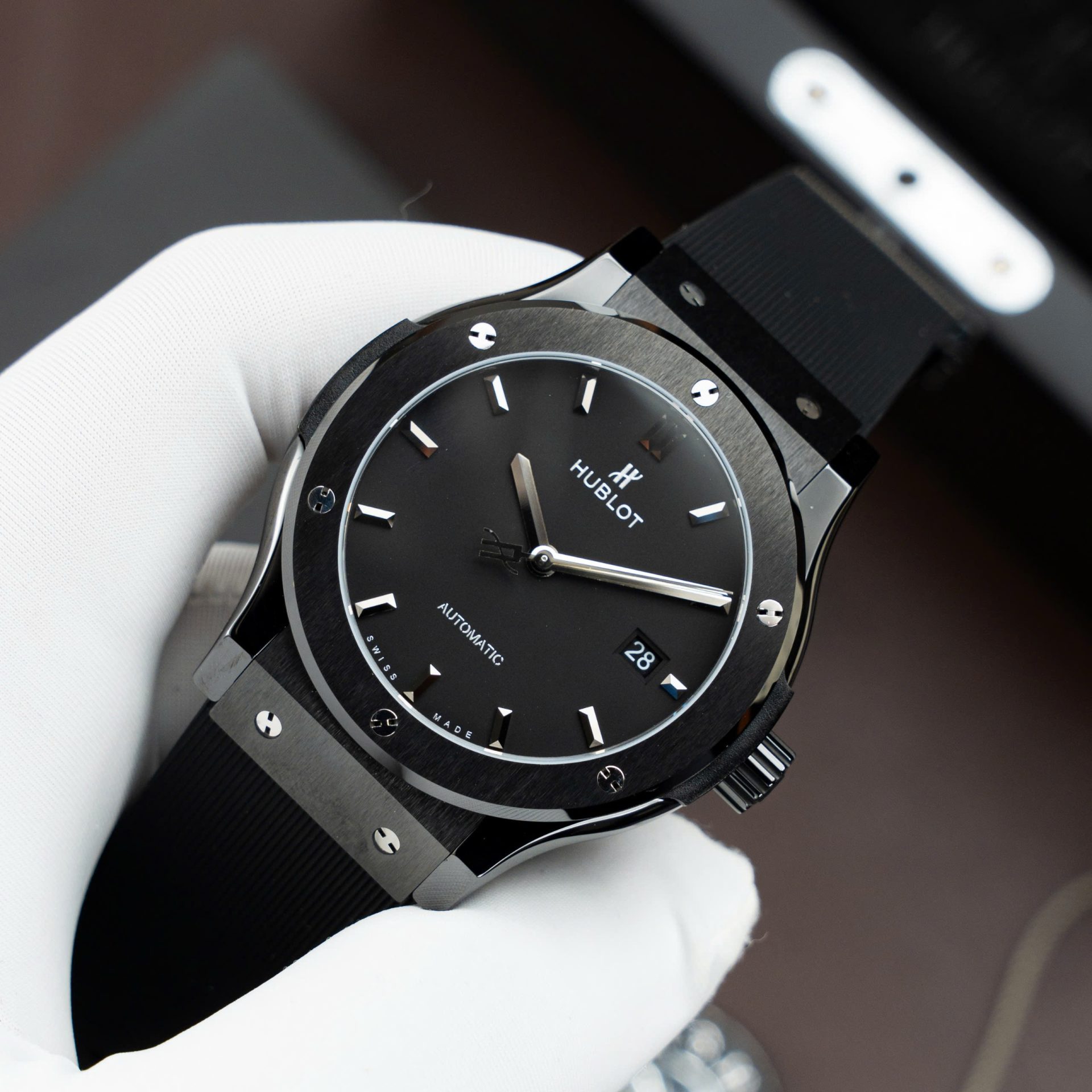 Hublot Classic Fusion Ceramic Black Rubber Strap Replica Watch 42mm