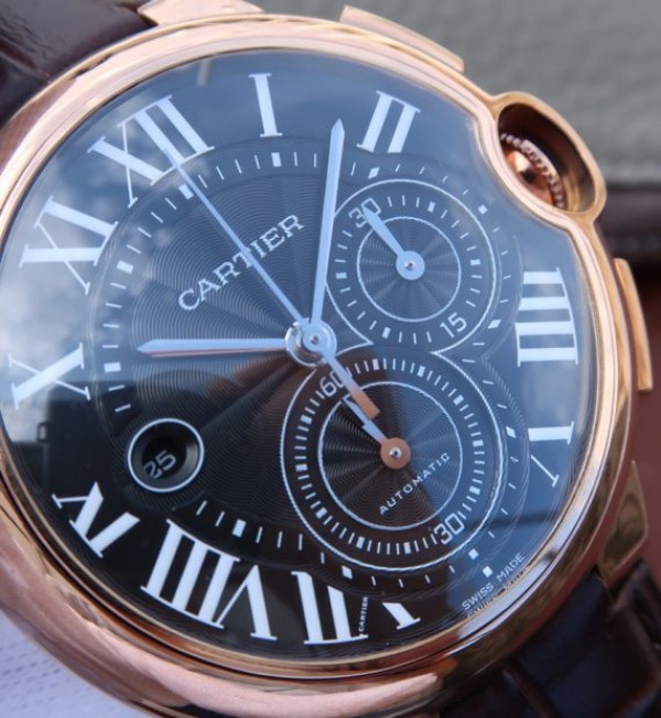 Replica Cartier Ballon Bleu De Cartier Chrono RG Black Dial A8101