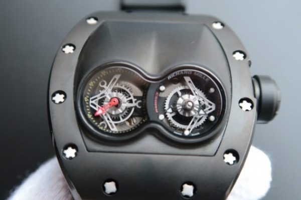 Replica Richard Mille RM053 PVD Fake Tourbillon Skeleton Dial Black Rubber Strap A2824