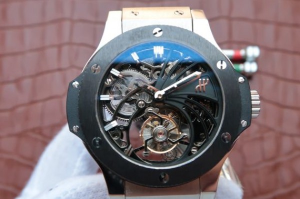 Replica Hublot Big Bang Ceramic Bezel Skeleton Tourbillon SS