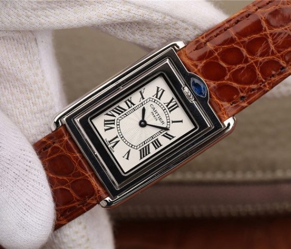 Replica Cartier Tank Reversible White Dial Leather Strap