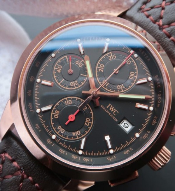 IWC Ingenieur Chrono RG IW3807 Black Dial Leather Strap