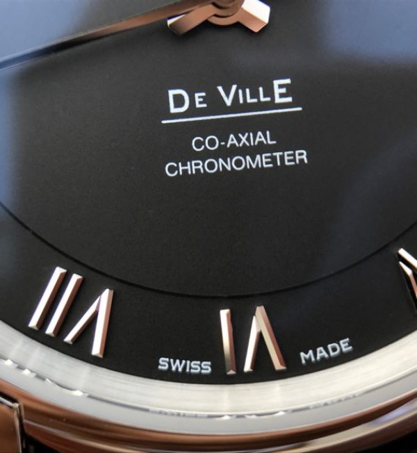 Replica Omega V6 De Ville 41mm SS Black Dial Black Leather Strap A8500