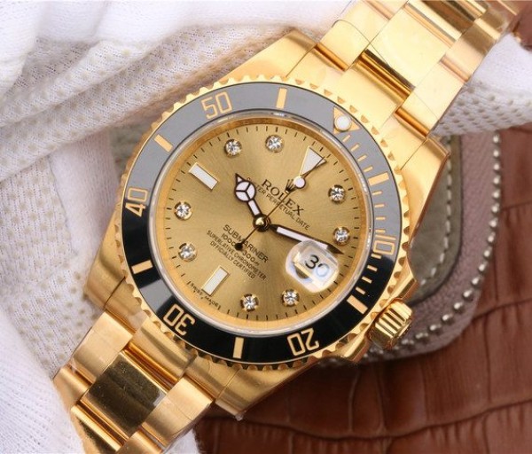 Replica Rolex Submariner 116613 LN Diamonds Markers YG Dial SS/YG Bracelet Eat2836