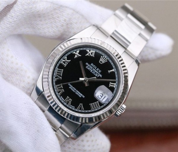 Replica Rolex DateJust 36mm SS 116234 ARF Black Dial Roman Markers 904L Oyster Bracelet SA3135