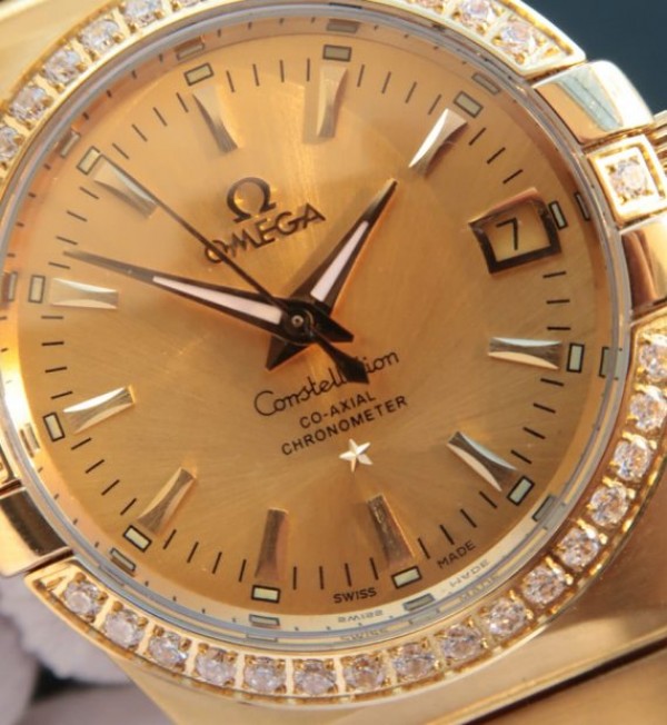 Replica Omega V6 Constellation YG Dial Diamonds Bezel YG Bracelet A2500